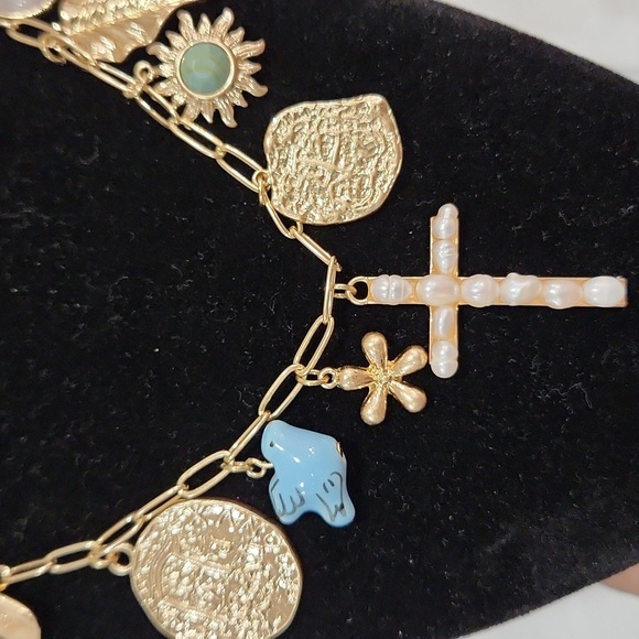 🔹️ATTERRI🔹️Cubic Zirconia  semi Precious Stone Fresh Water Pearl 17" Necklace - Picture 5 of 10
